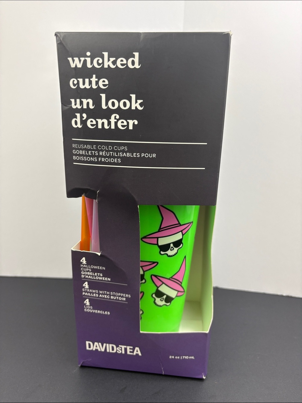 DAVIDs TEA Wicked Cute Halloween Reusable Cold Cup Set of 4 Retired